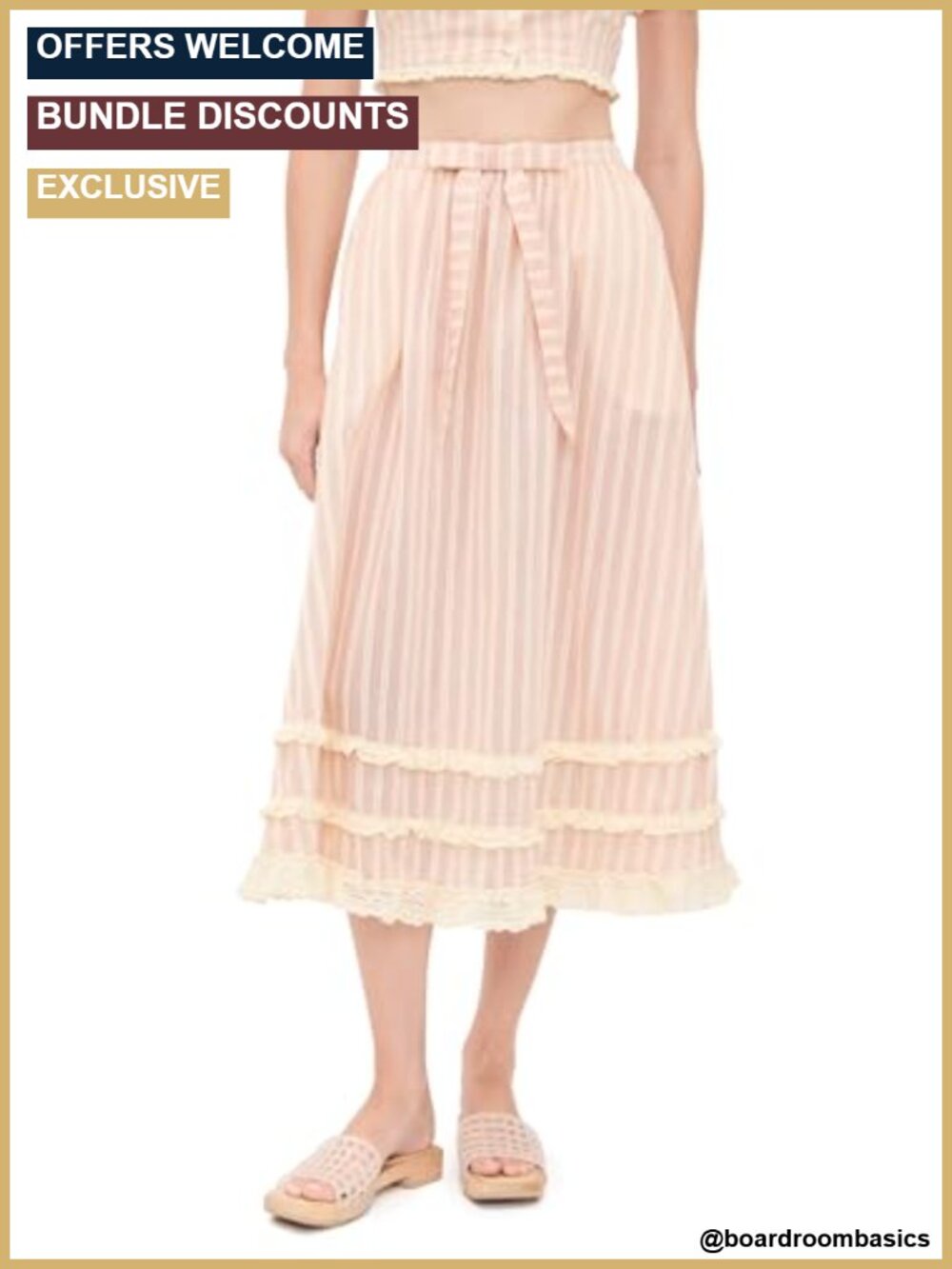 For Love & Lemons Naomi Midi Skirt Scalloped Lace Voile